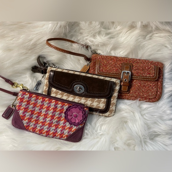 COACH 3 Piece Tweed Wristlet Bundle - Picture 1 of 10